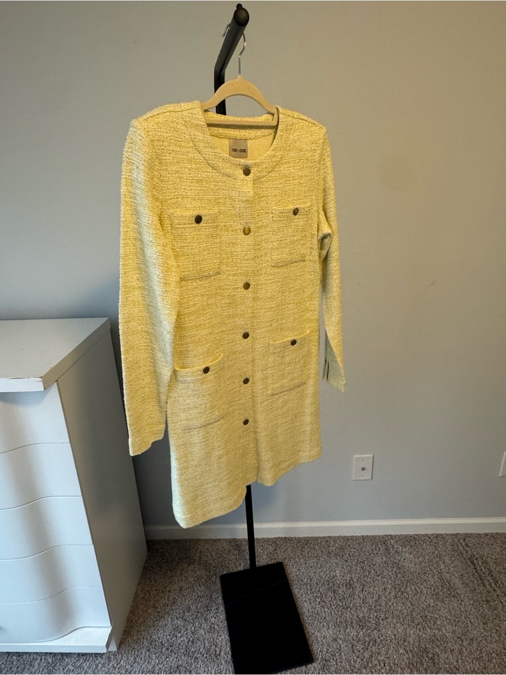 NIC+ZOE Pale Yellow Long Knit Mini Dress